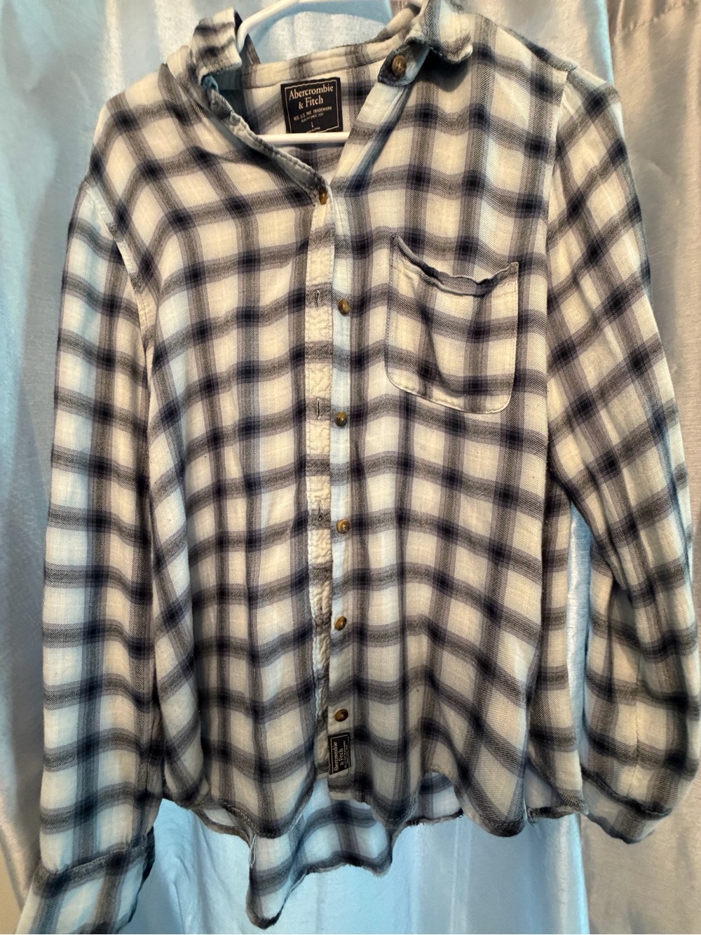 Abercrombie & Fitch Black and White Plaid Flannel Shirt
